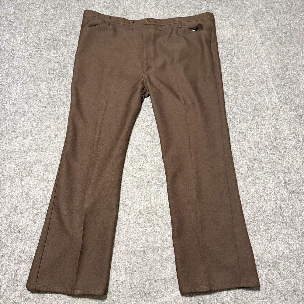 Wrangler Wrancher Dress Jeans Mens 50x32 Brown 82BN Polyester Cowboy Bootcut